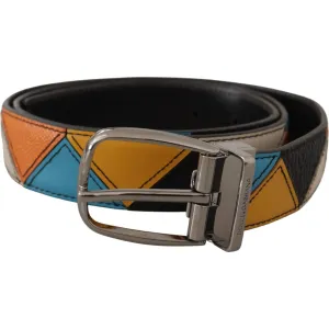 Dolce & Gabbana Elegant Multicolor Leather Belt with Silver Buckle