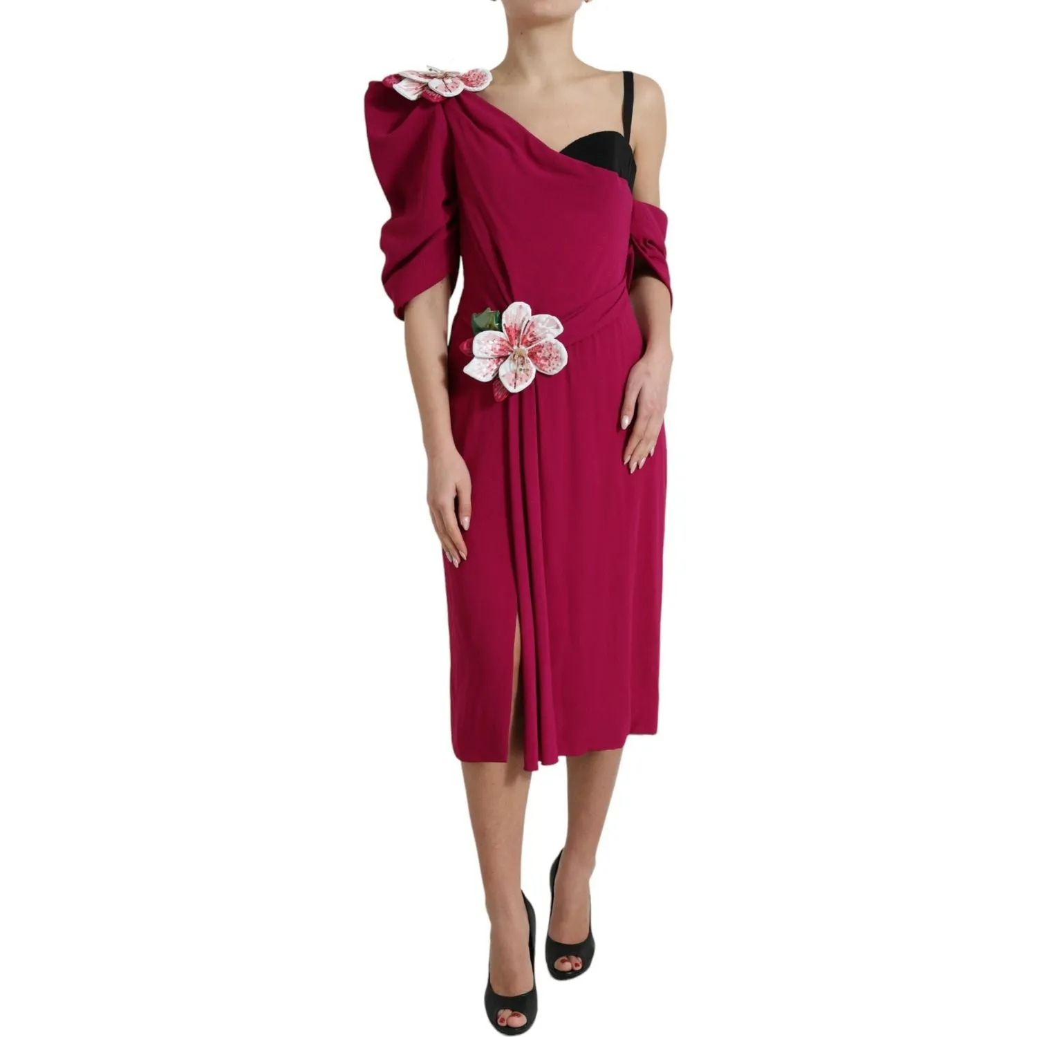 Dolce & Gabbana Elegant Purple Silk Midi Sheath Dress