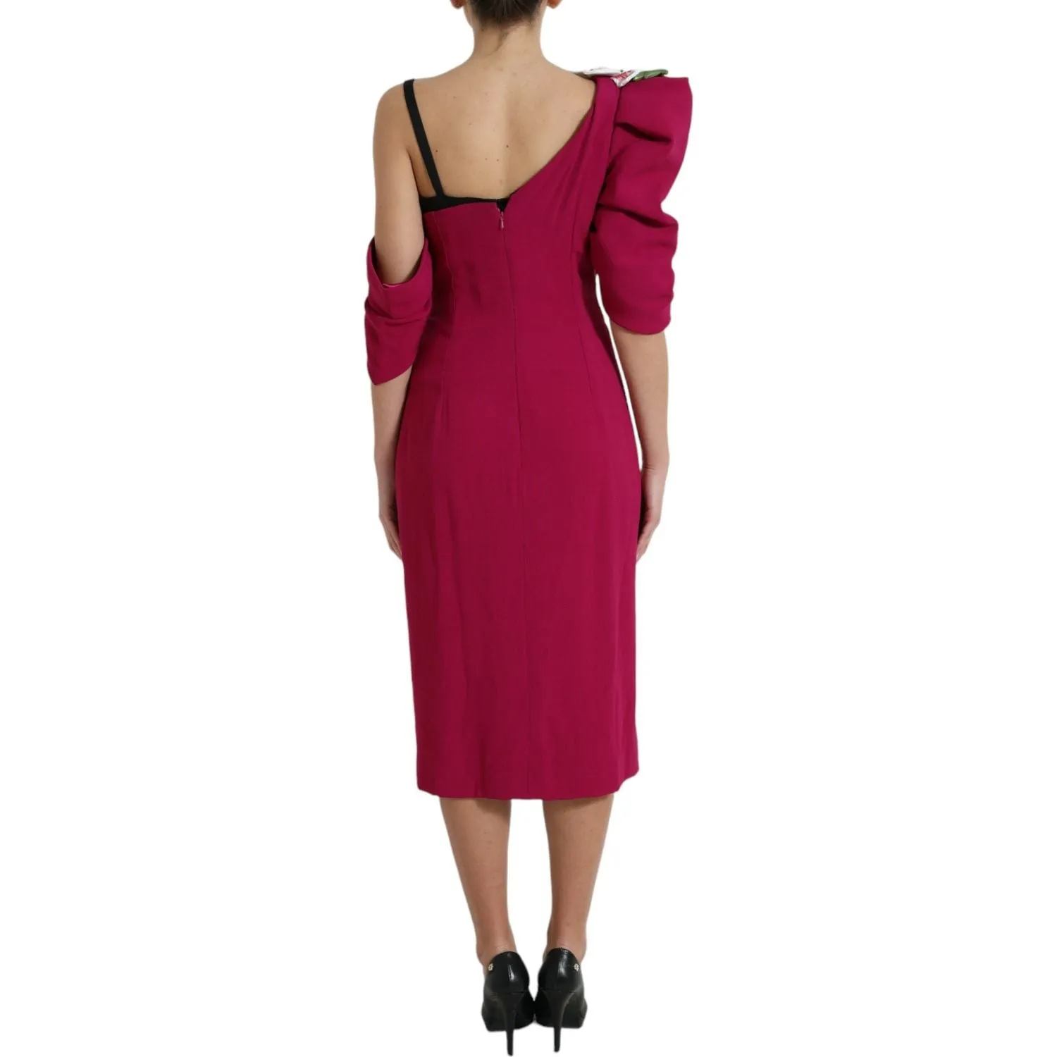 Dolce & Gabbana Elegant Purple Silk Midi Sheath Dress