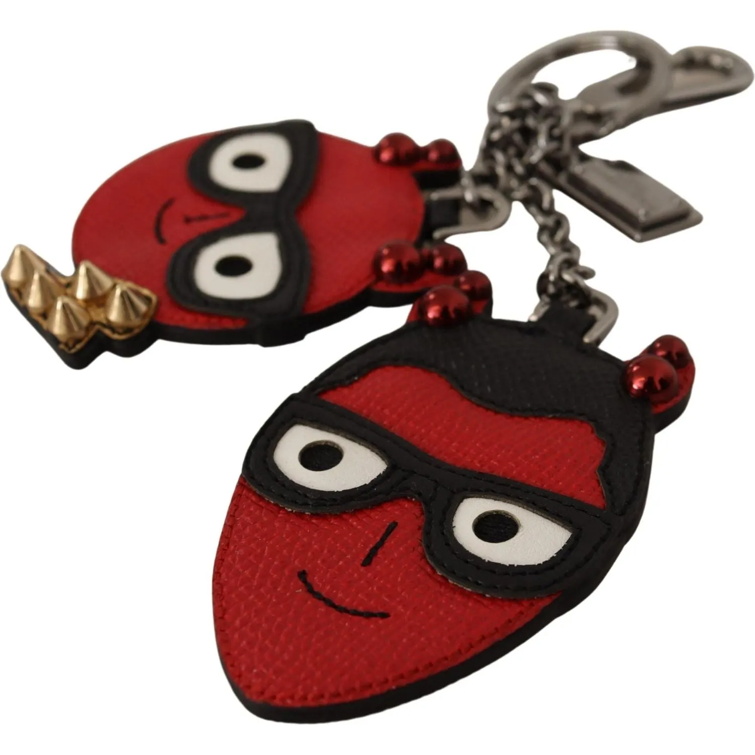 Dolce & Gabbana Elegant Red Leather & Brass Designer Keyring