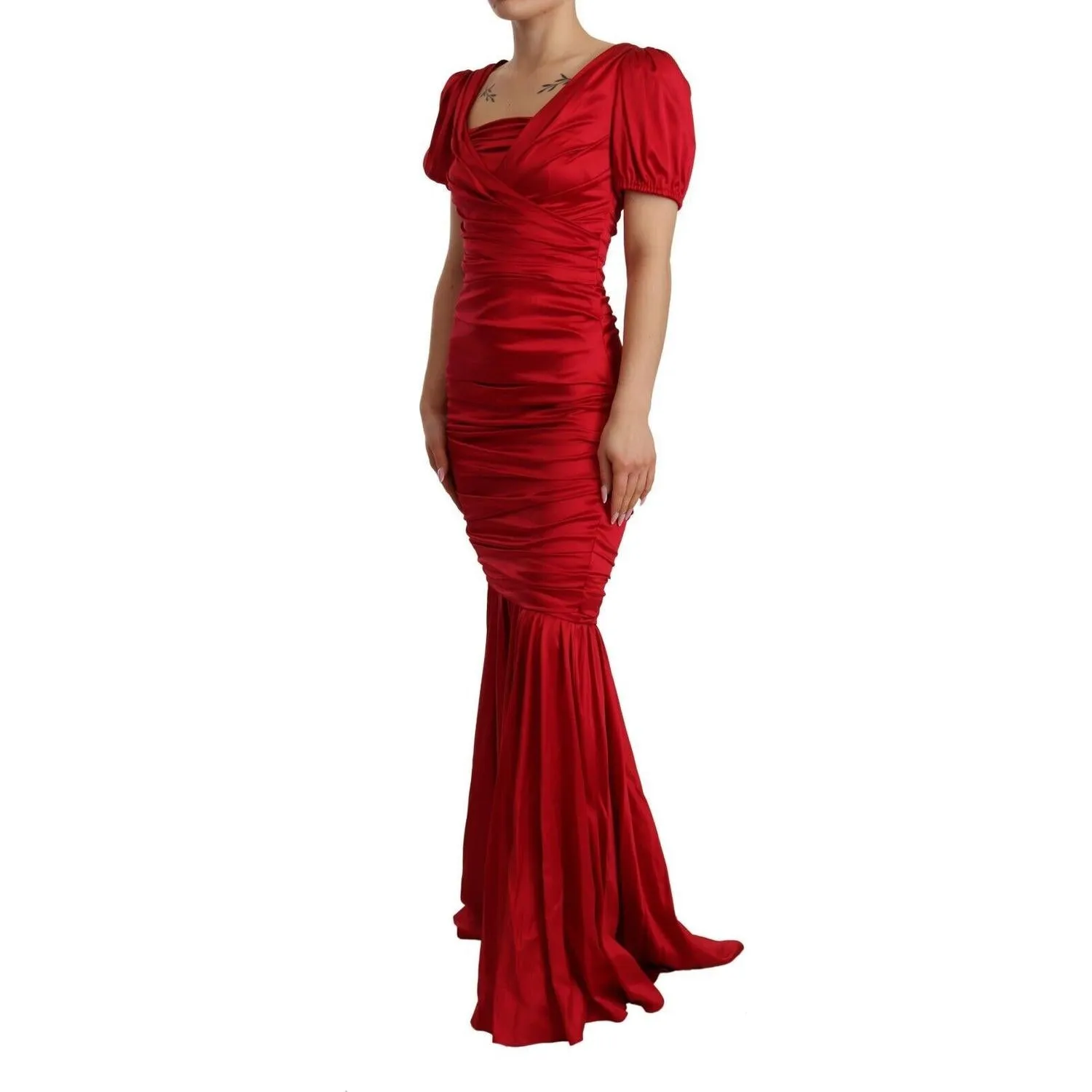 Dolce & Gabbana Elegant Red Silk Stretch Mermaid Dress