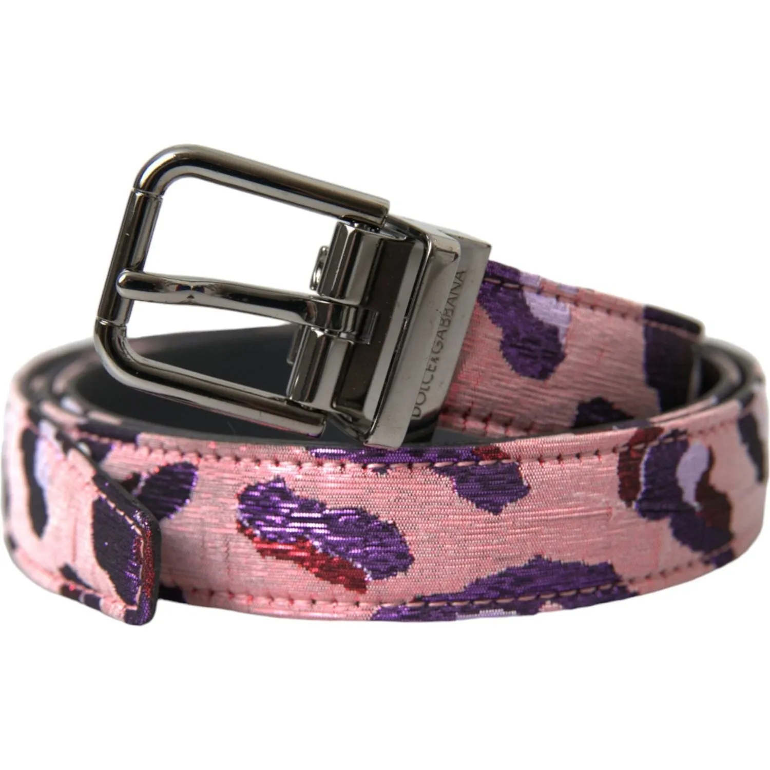 Dolce & Gabbana Multicolor Jacquard Leather Metal Buckle Belt