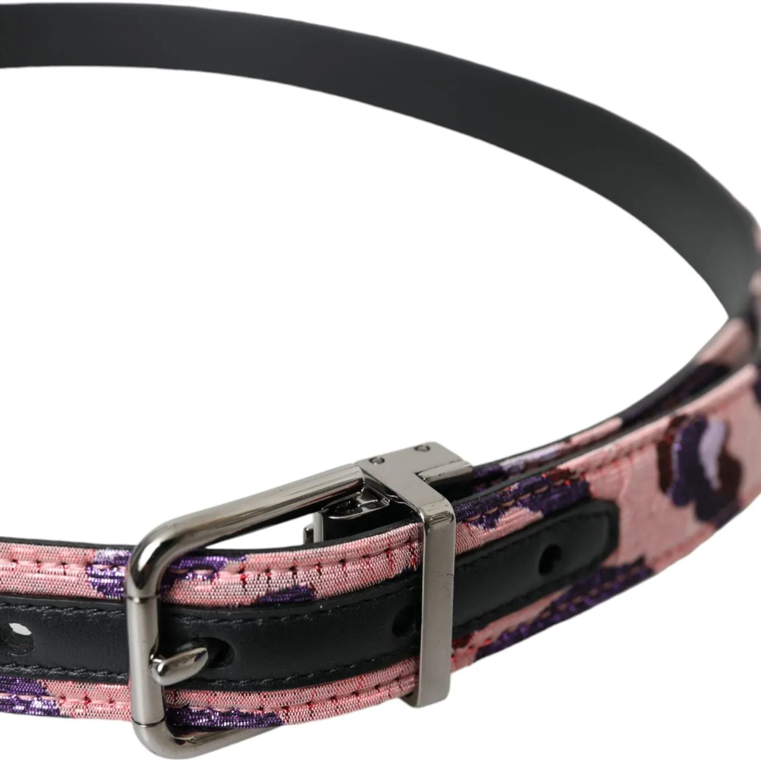 Dolce & Gabbana Multicolor Jacquard Leather Metal Buckle Belt