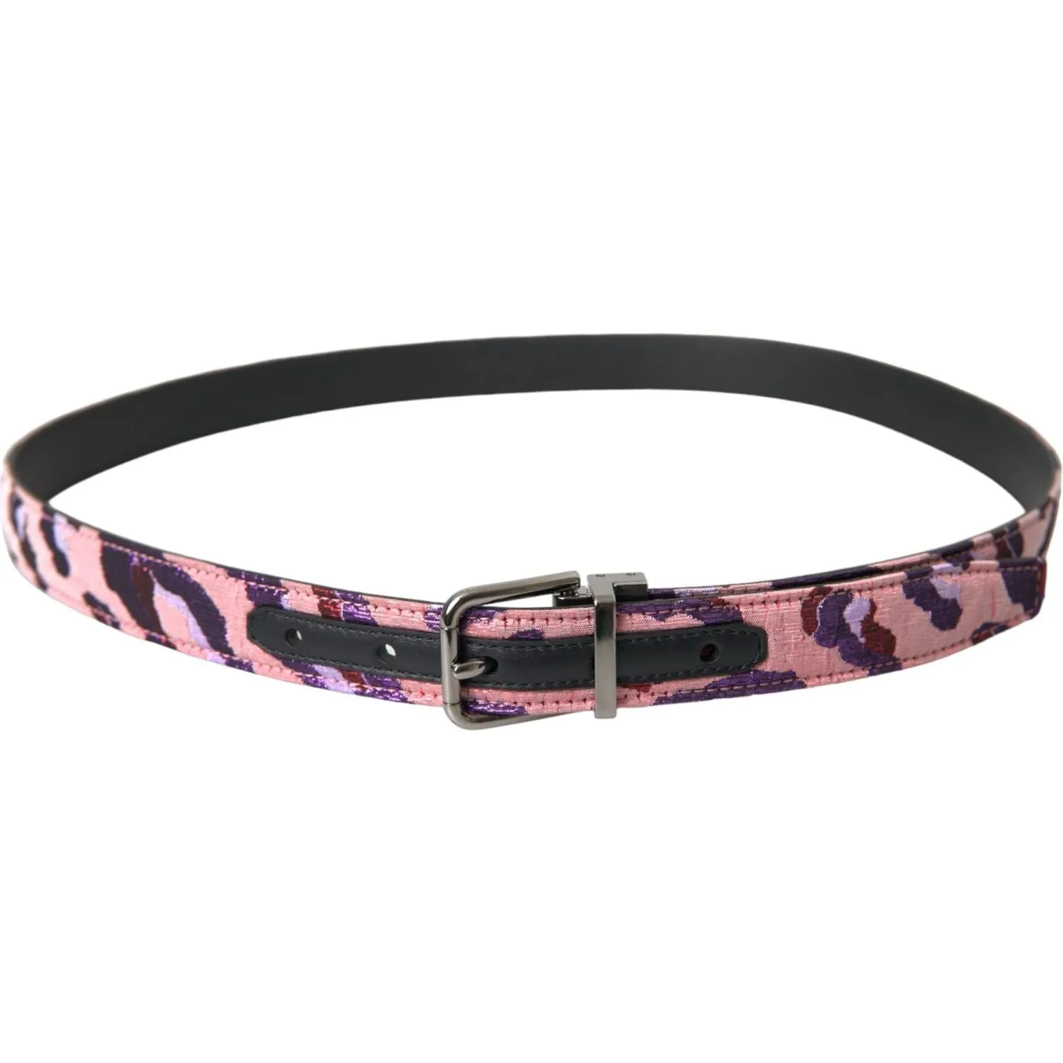 Dolce & Gabbana Multicolor Jacquard Leather Metal Buckle Belt