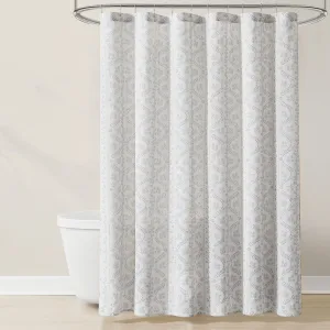 Doreen Delicate Floral Linen Textured Shower Curtain