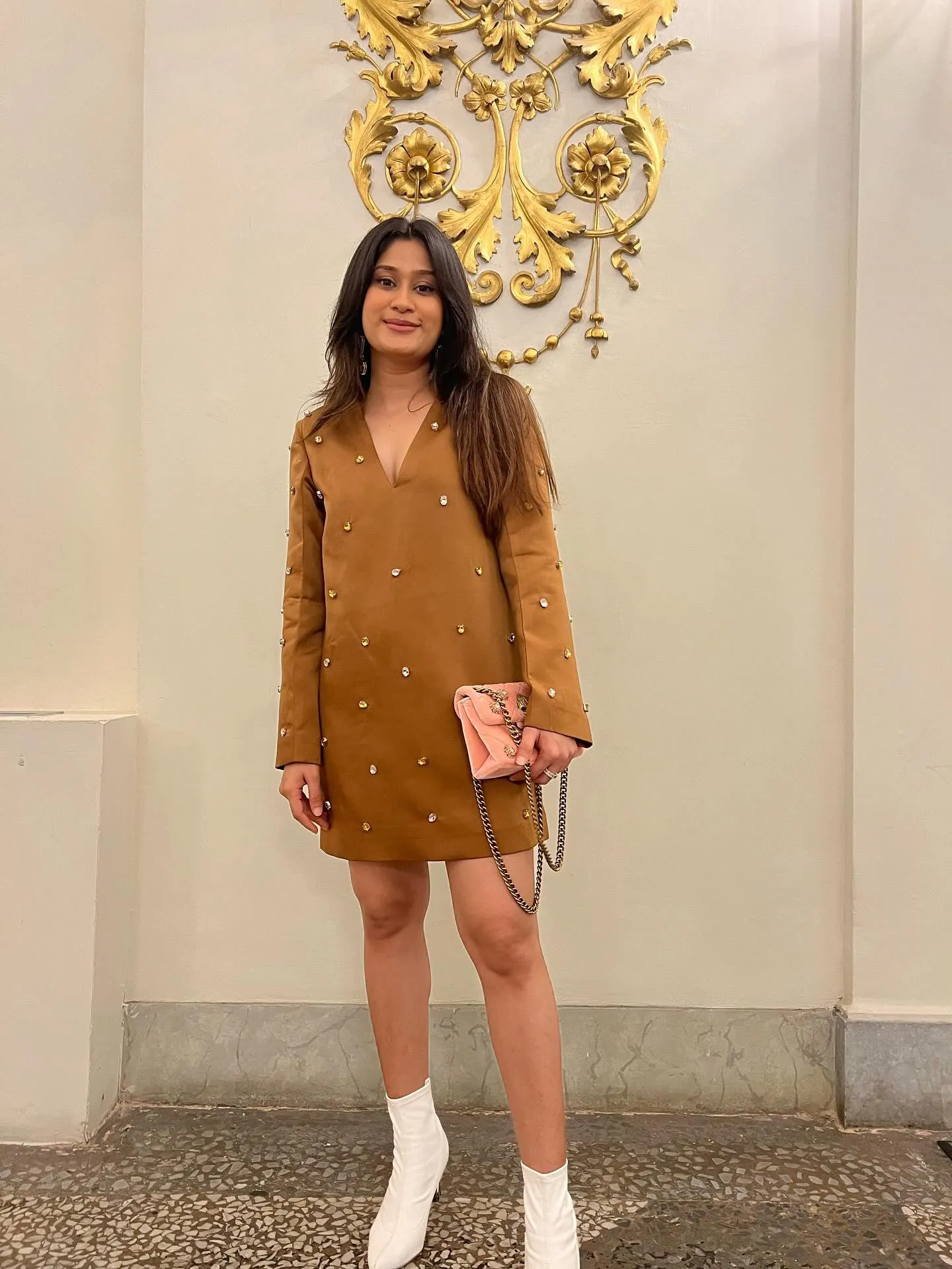 Embellished Oversized Mini Dress