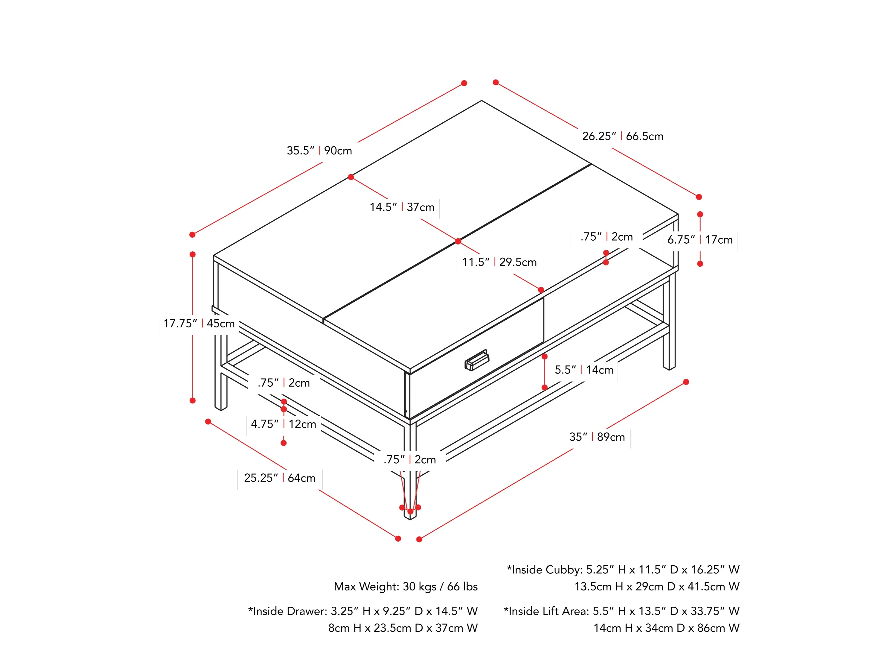 Farmhouse Lift Top Coffee Table