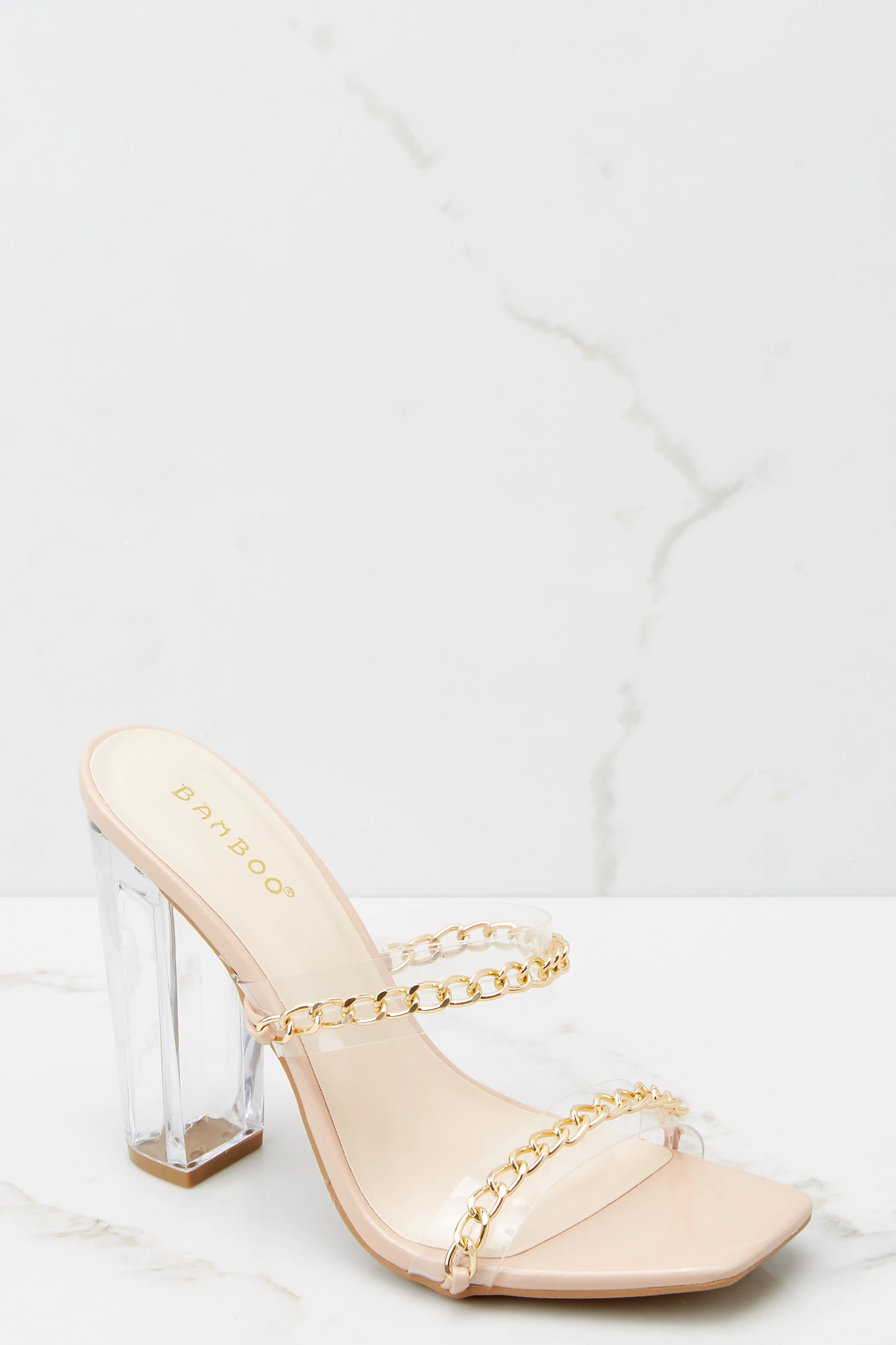 Fashion Edge Nude And Clear Heels