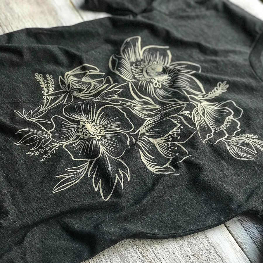 Floral Linework Triblend Tee / T Shirt