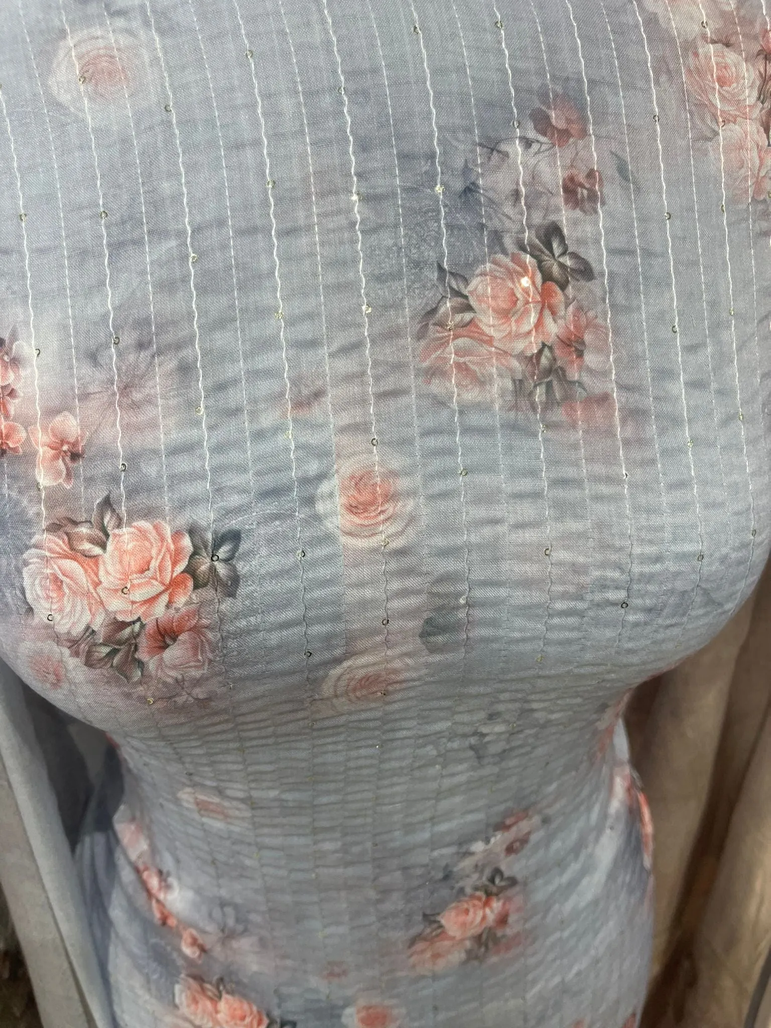 FLORAL PRINT EMBELLISHED COTTON