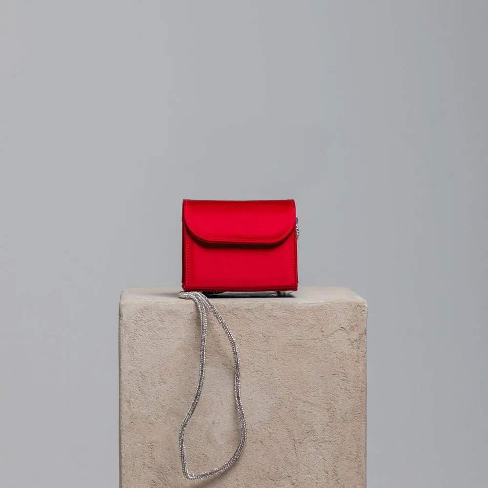 FOLKLORE - MINI LOOP BAG IN RASO NAPOLES RED