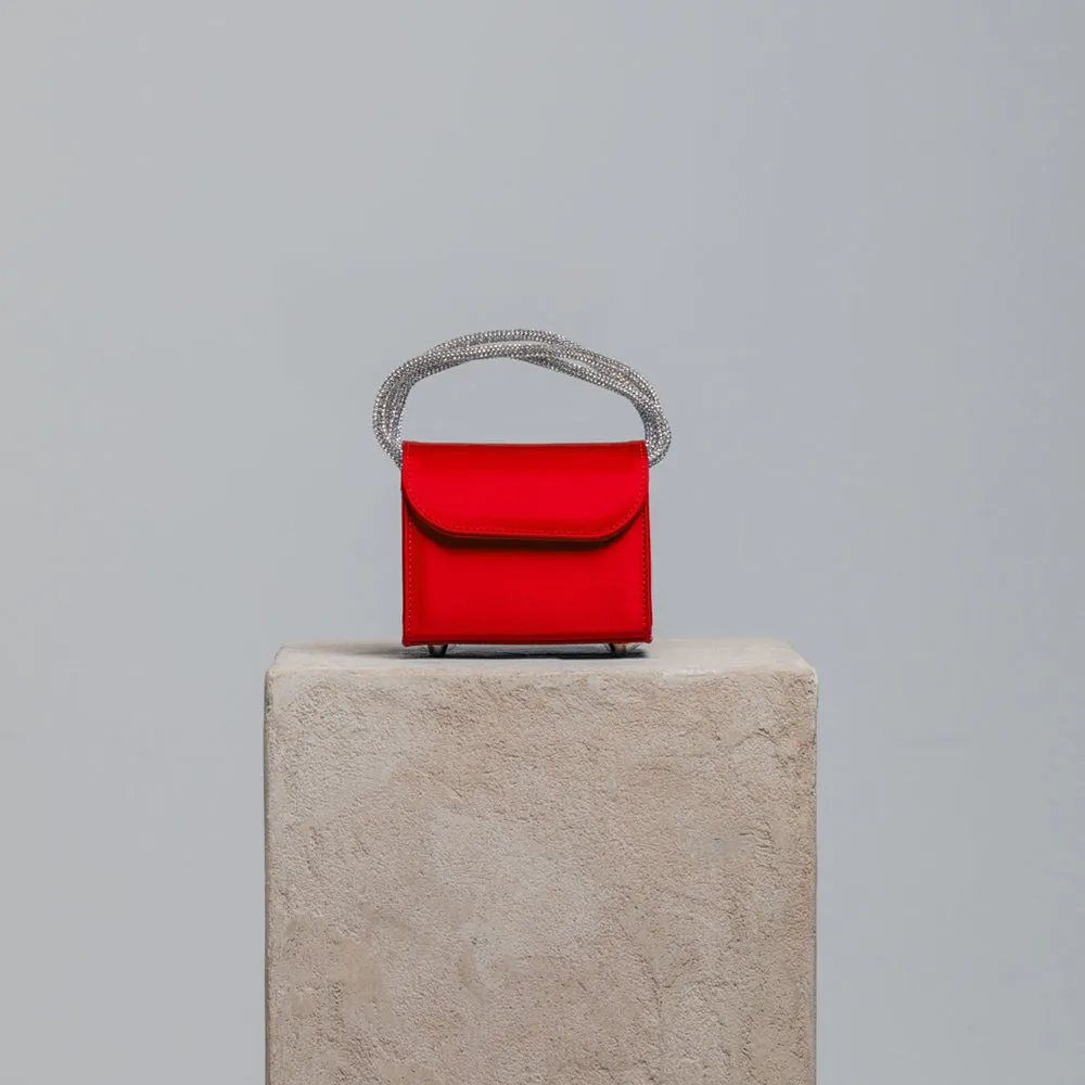 FOLKLORE - MINI LOOP BAG IN RASO NAPOLES RED