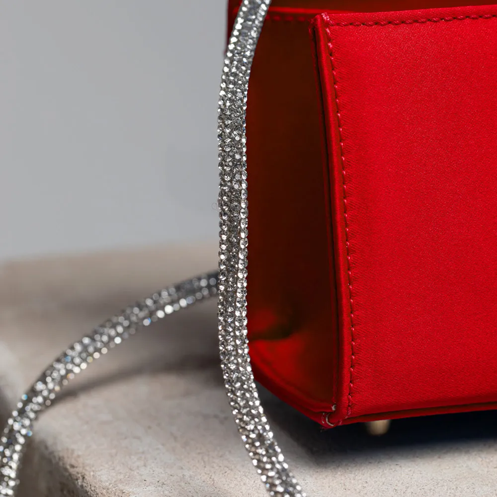 FOLKLORE - MINI LOOP BAG IN RASO NAPOLES RED