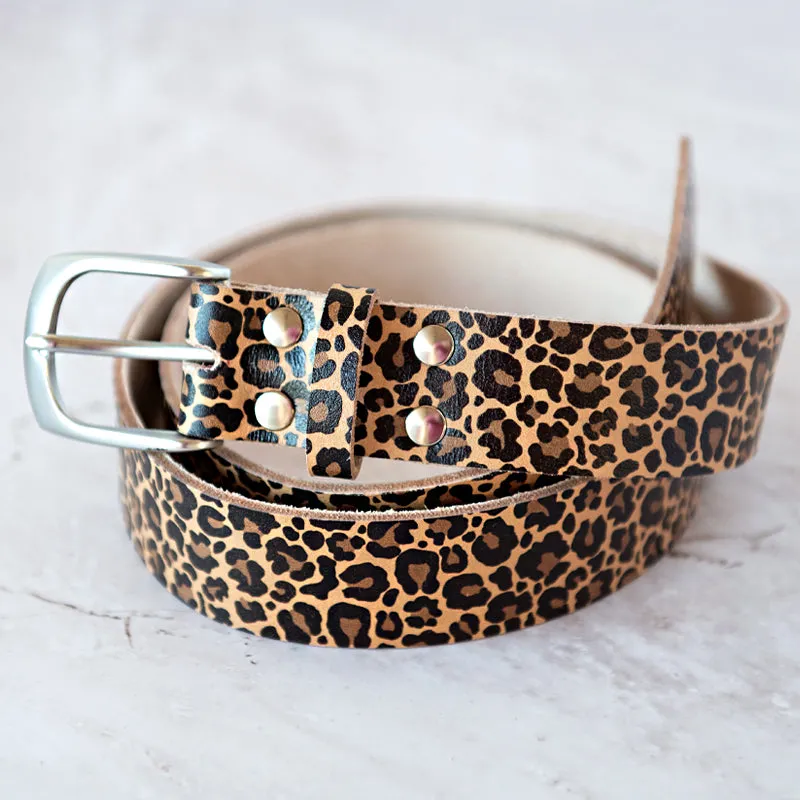 Genuine Leather Belt - Leopard Print