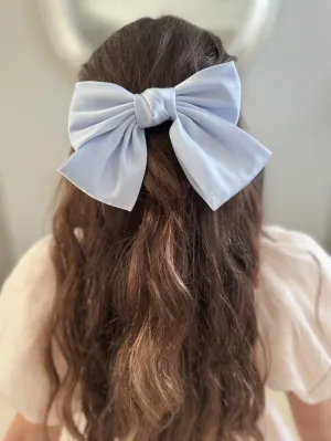 Girls Blue Satin Bow