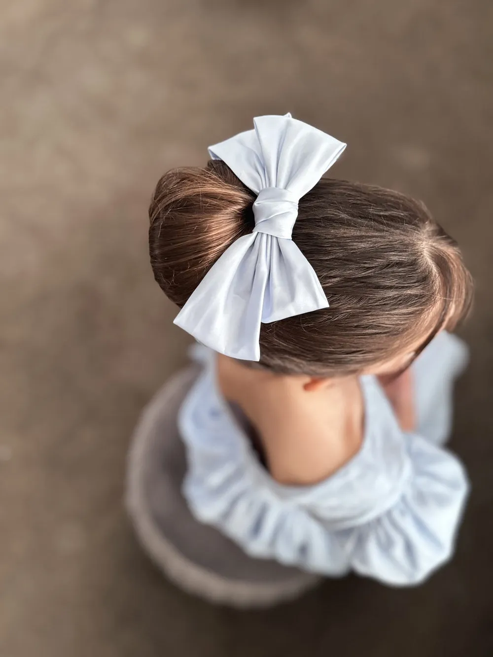 Girls Blue Satin Bow