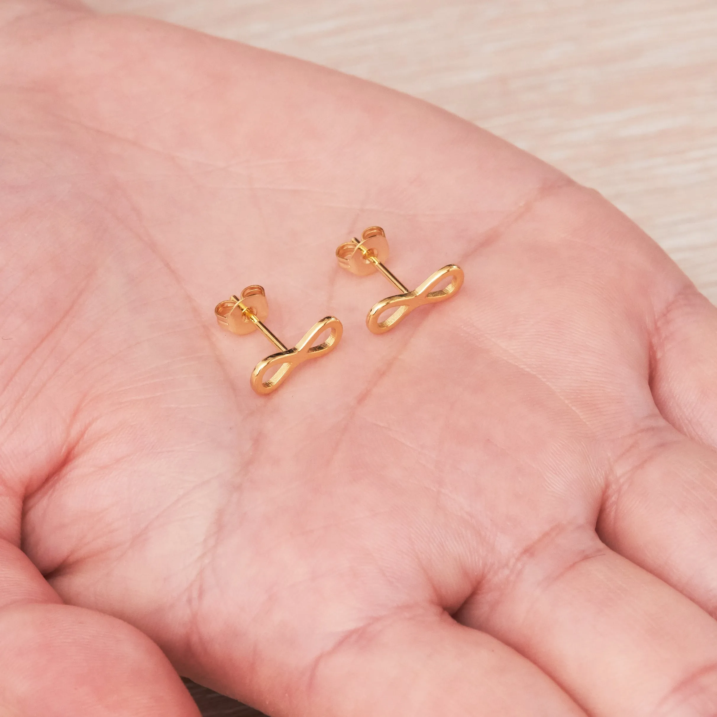 Gold Plated Infinity Stud Earrings