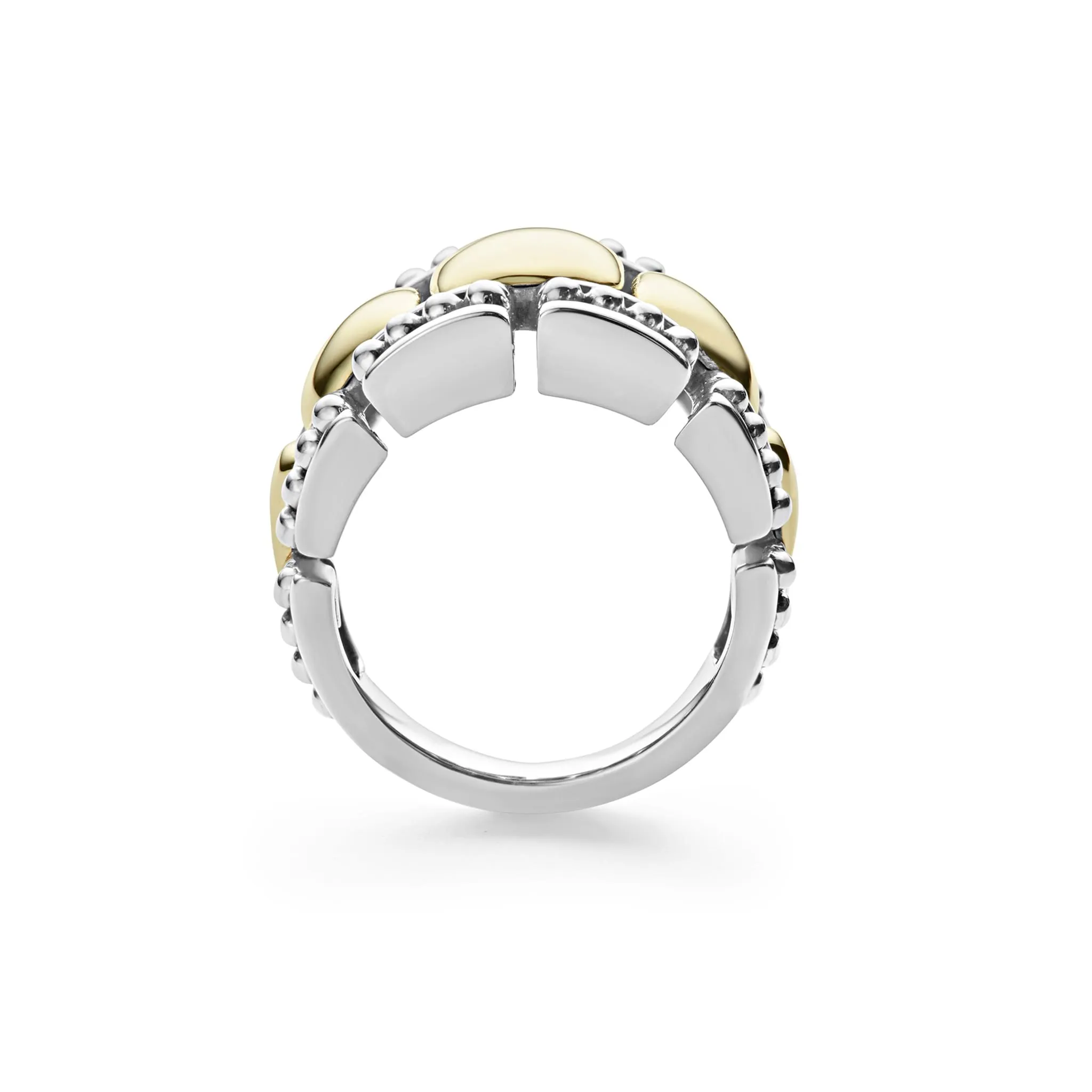 High Bar Two-Tone Caviar Statement Ring