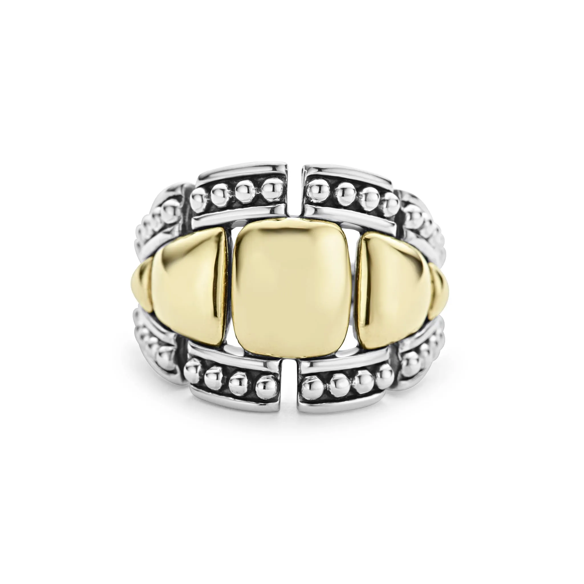 High Bar Two-Tone Caviar Statement Ring