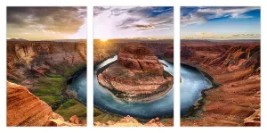 Horseshoe Bend Glass Wall Art 3pc Set 24"x36"