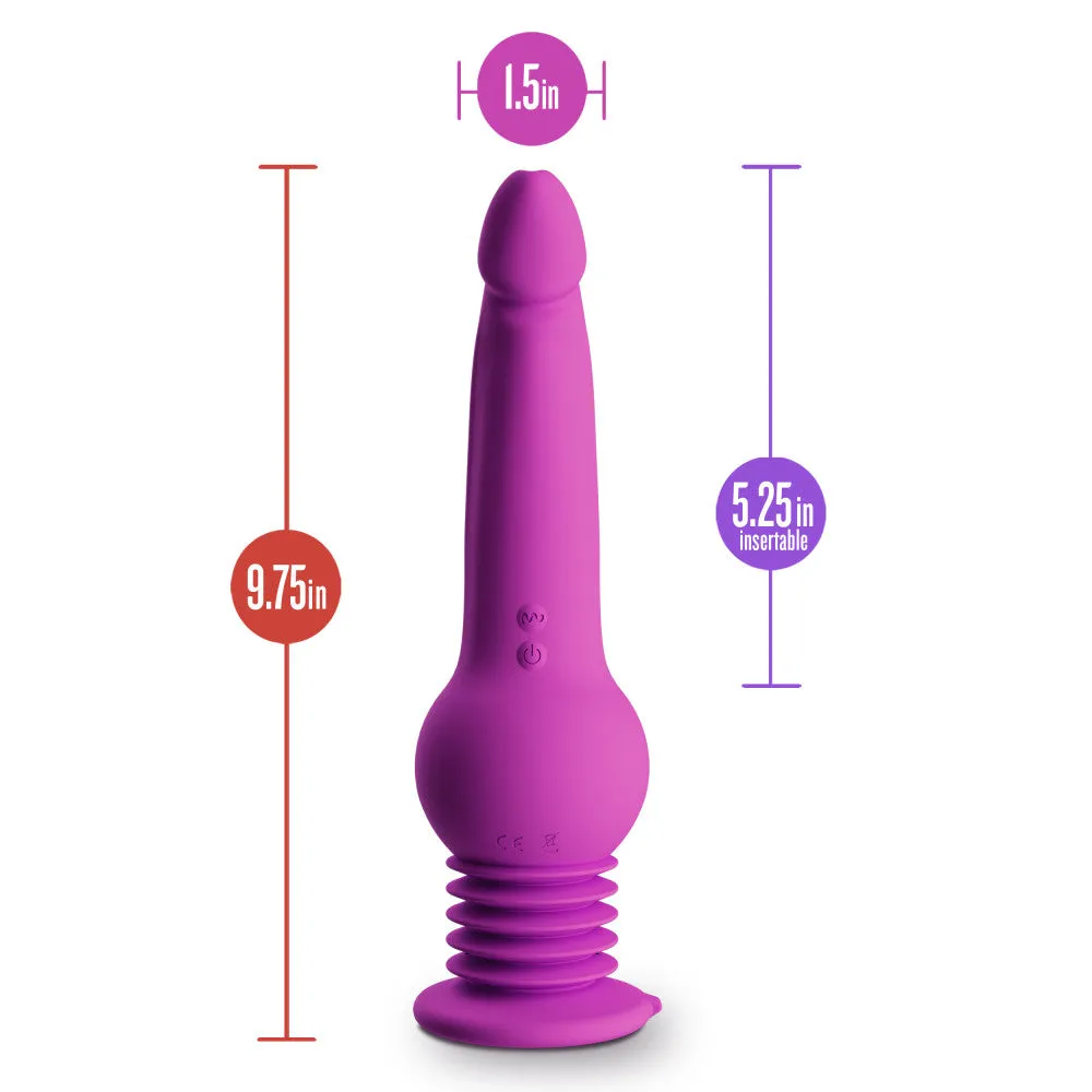 Impressions By Blush® | New York Gyro-Quake™ 9.75 Inch Vibrating & Thumping G Spot Dildo – Platinum Cured Silicone - Purple