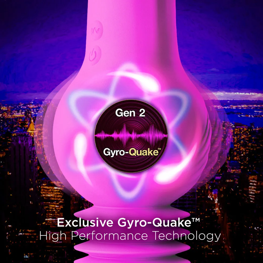 Impressions By Blush® | New York Gyro-Quake™ 9.75 Inch Vibrating & Thumping G Spot Dildo – Platinum Cured Silicone - Purple