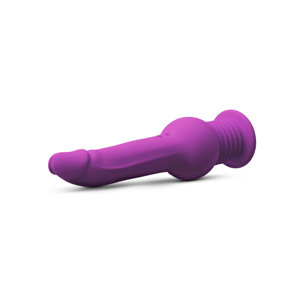 Impressions By Blush® | New York Gyro-Quake™ 9.75 Inch Vibrating & Thumping G Spot Dildo – Platinum Cured Silicone - Purple