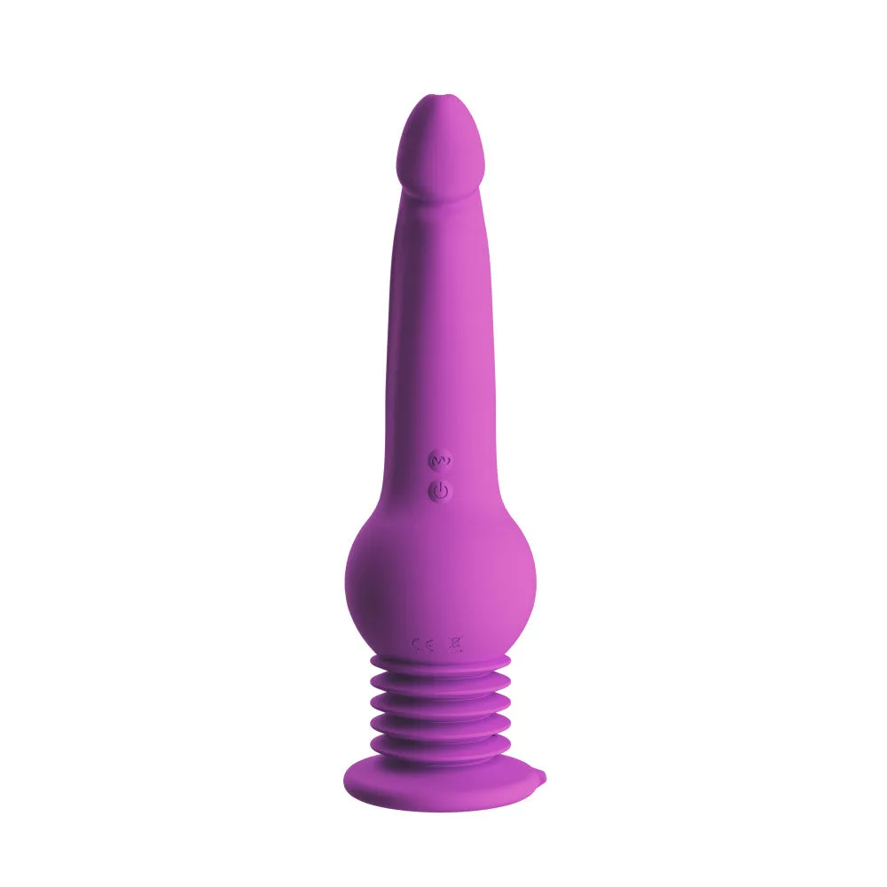 Impressions By Blush® | New York Gyro-Quake™ 9.75 Inch Vibrating & Thumping G Spot Dildo – Platinum Cured Silicone - Purple