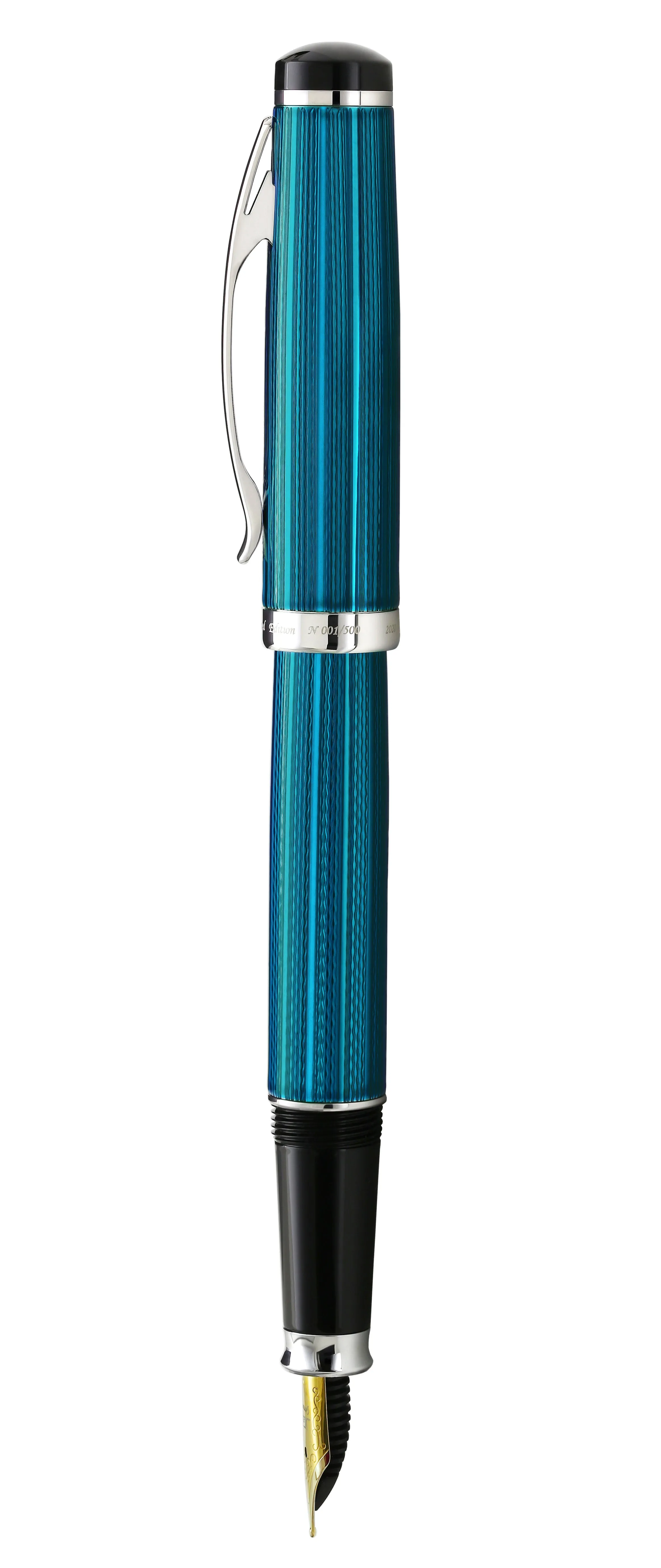 Incognito Diamond-Cut Lacquered Brass Fountain Pen (Fine Nib) - Deep Blue