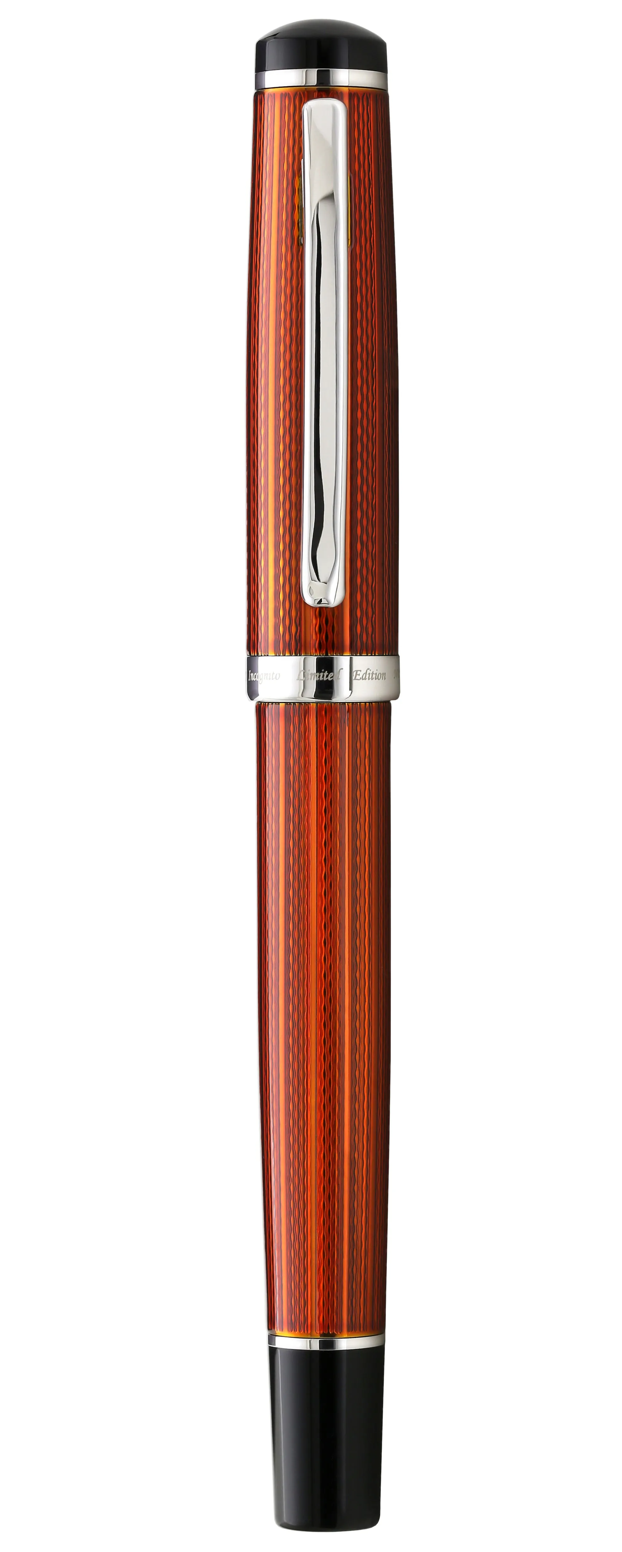 Incognito Diamond-Cut Lacquered Brass Fountain Pen (Medium Nib) - Sunstone Orange