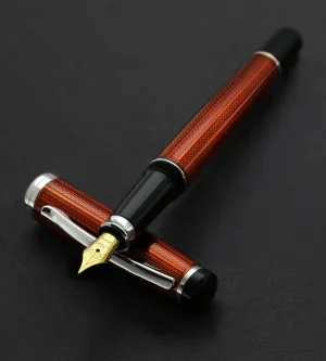 Incognito Diamond-Cut Lacquered Brass Fountain Pen (Medium Nib) - Sunstone Orange