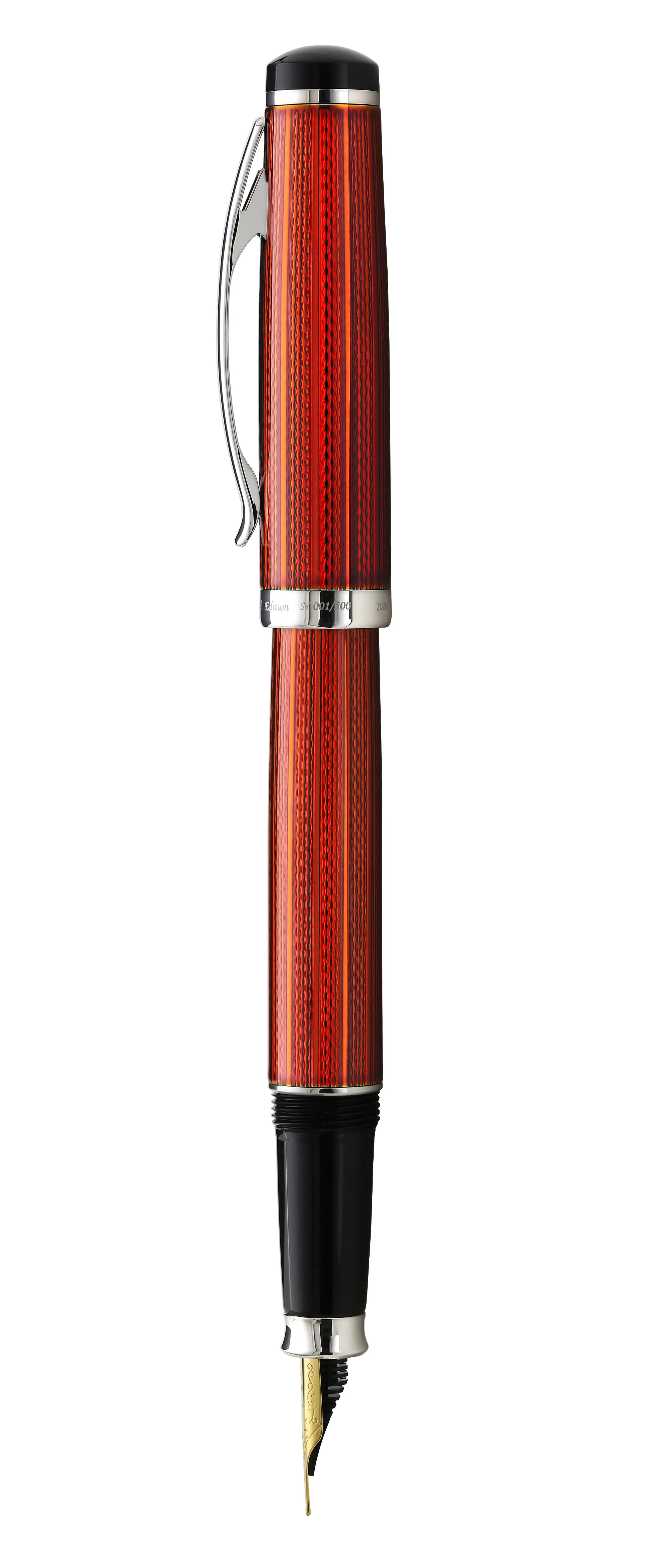 Incognito Diamond-Cut Lacquered Brass Fountain Pen (Medium Nib) - Sunstone Orange