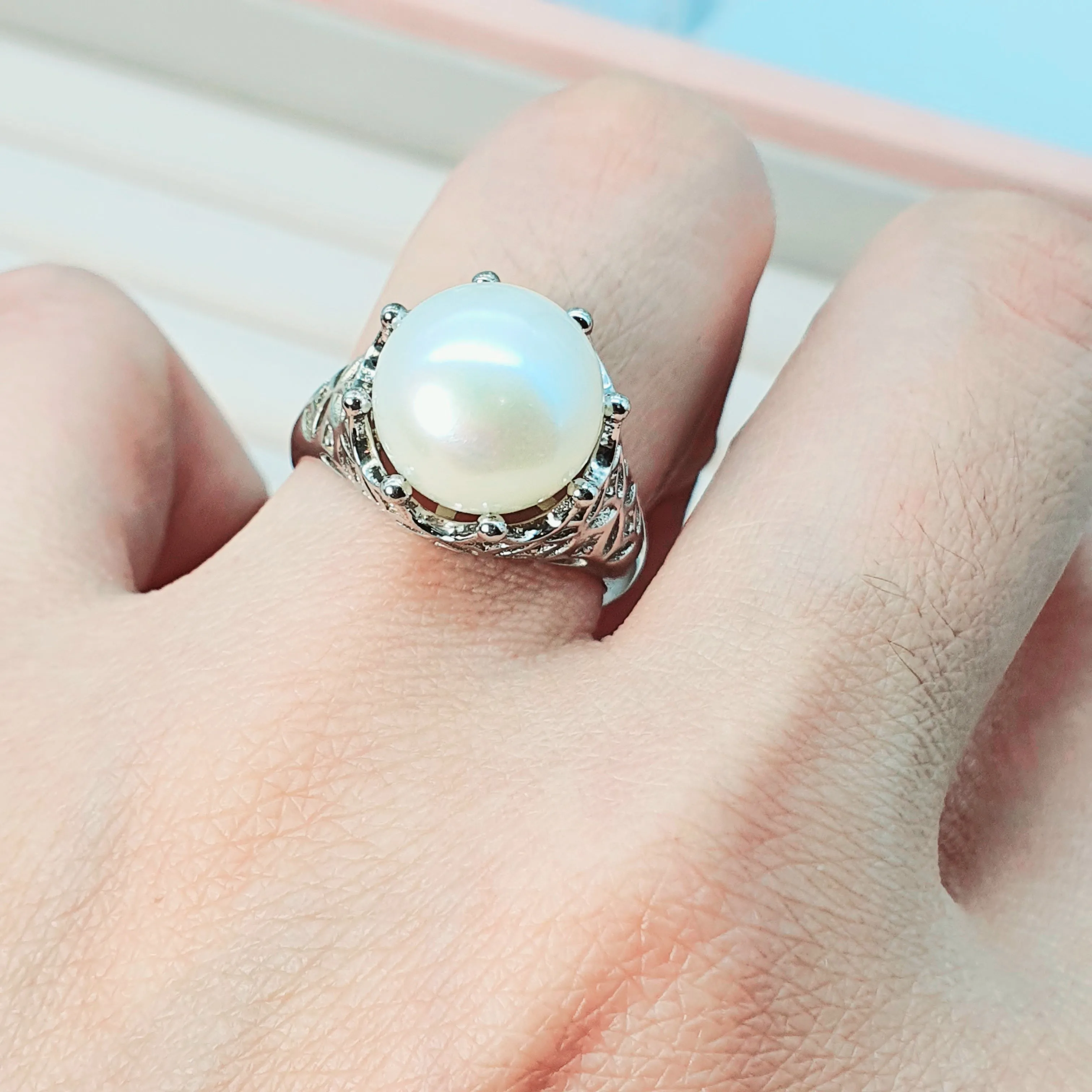 Large Freshwater Cultured Pearl Ring, Sterling Silver