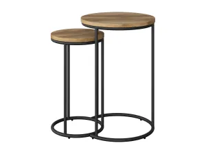 Light Wood Round Nesting Side Tables