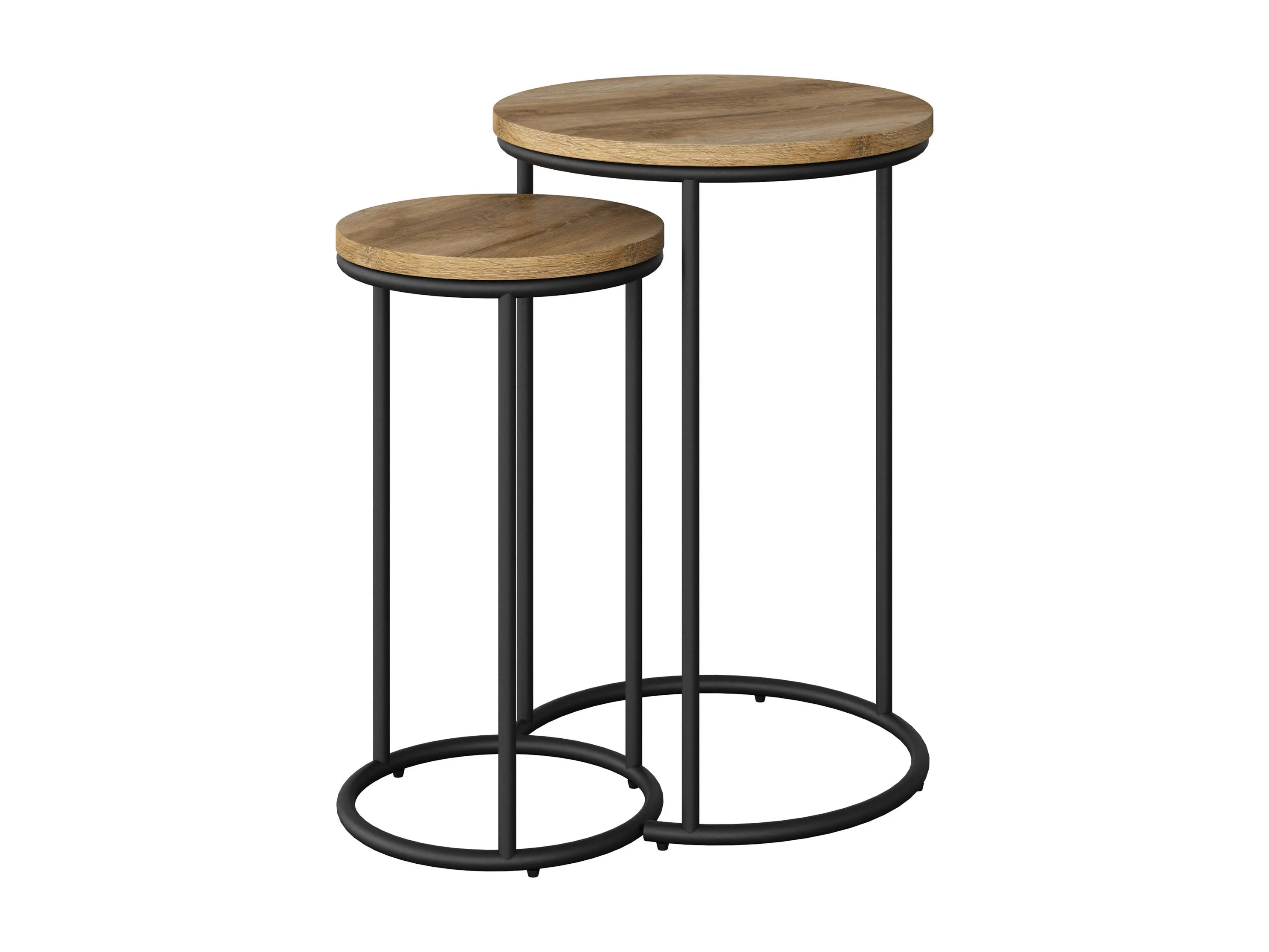 Light Wood Round Nesting Side Tables