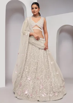 Luxurious Ivory Heavy Embroidered Bridal Lehenga Choli