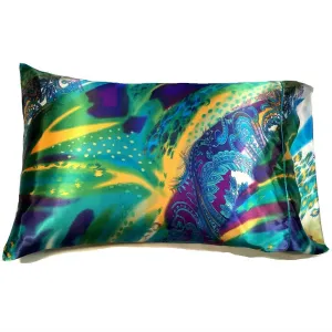 Luxury Bedding Pillow. Designer Pillow Case. Green, Blue, Purple Satin