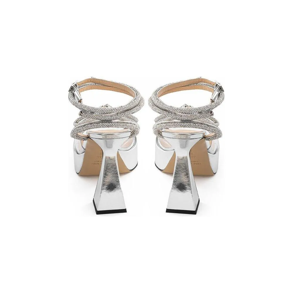 MACH & MACH Elegant Silver Leather Platforms