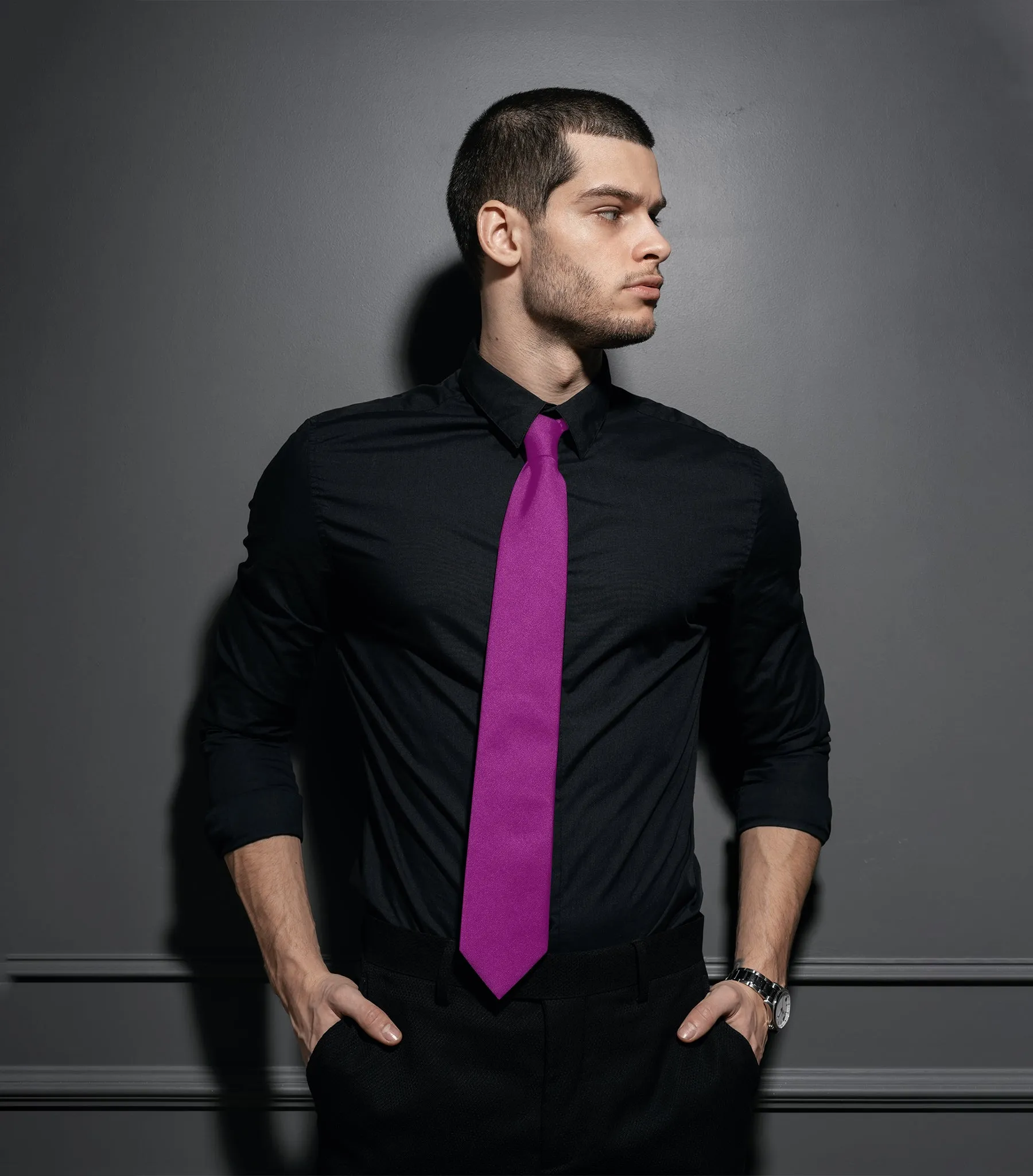 Magenta Satin tie | high-quality necktie