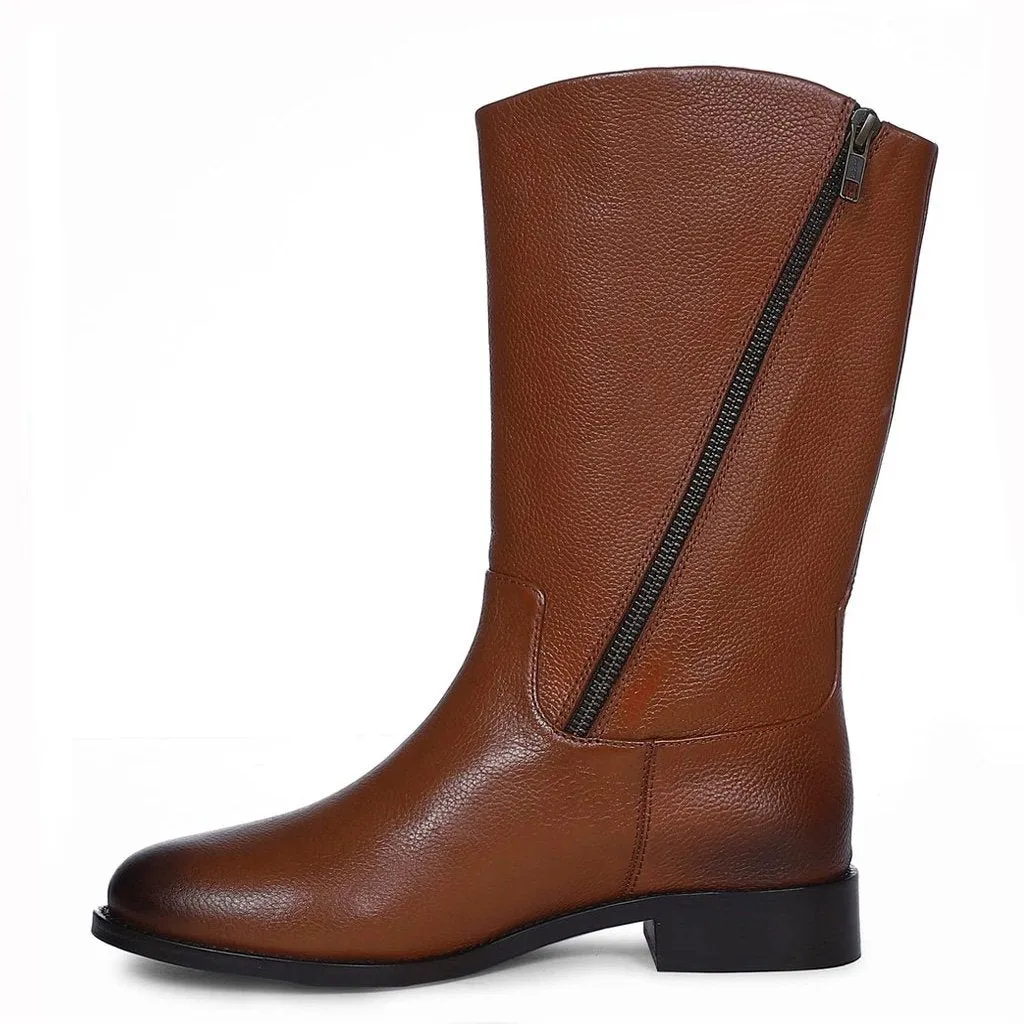 Martina Tan Leather Calf Boots