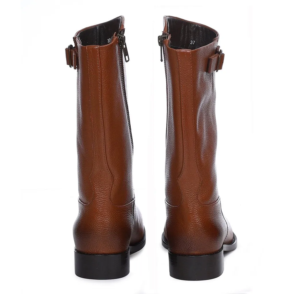 Martina Tan Leather Calf Boots