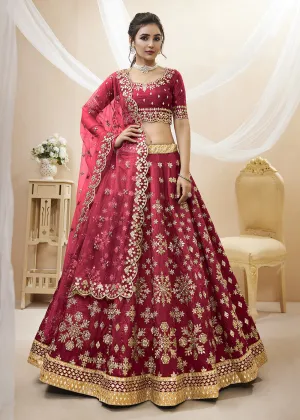 Marvelous Red Art Silk Embroidered Reception Wear Lehenga Choli