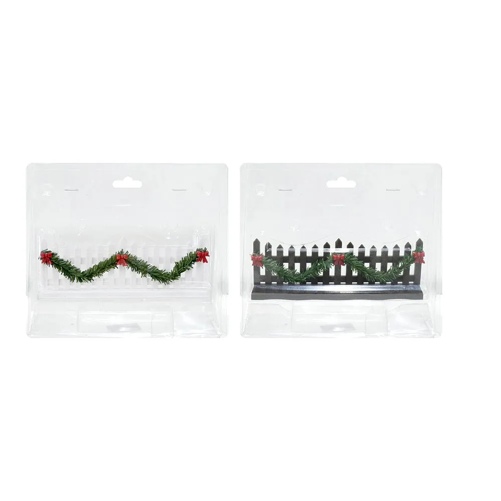 Mini Fence with Tinsel Garland Asst (15cm)