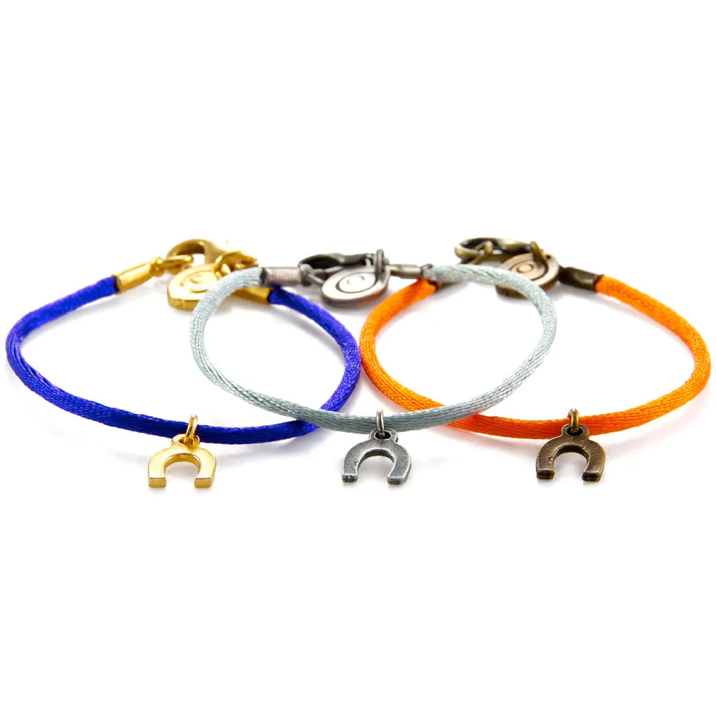 Mini Horseshoe Charm Satin Cord Bracelet