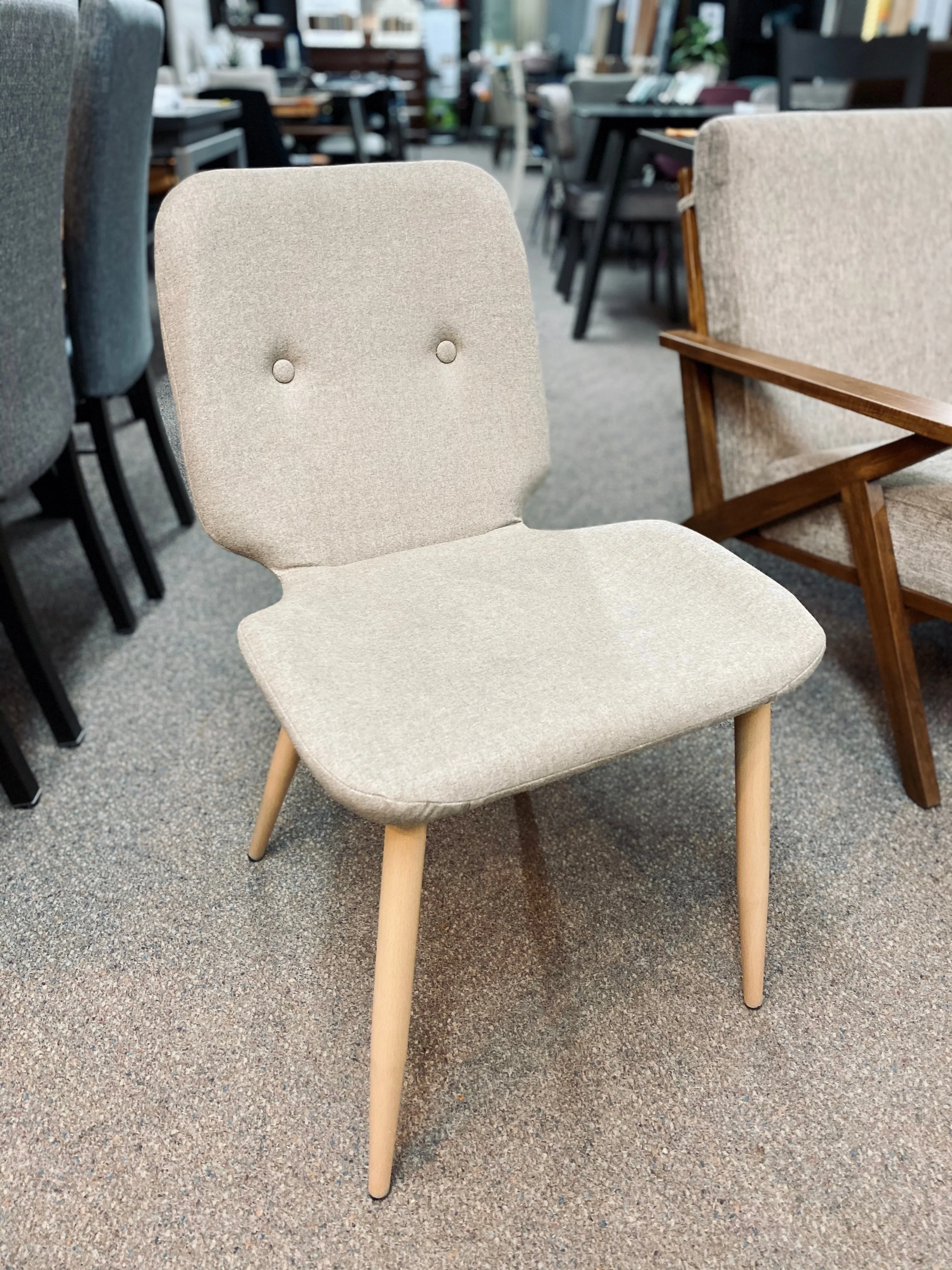 Modern Match Dining Chair in Light Beige