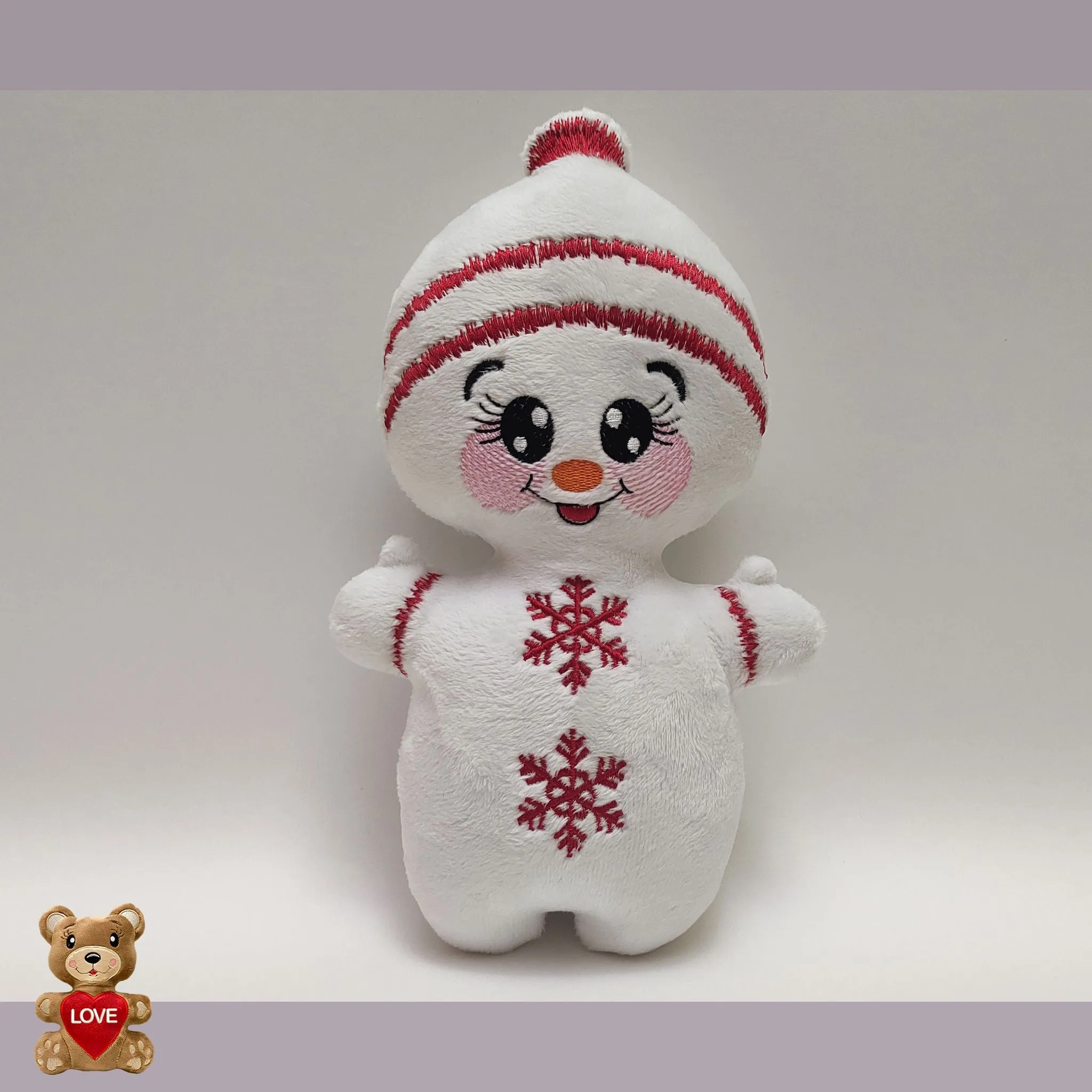 Personalised embroidery Plush Soft Toy Christmas Snowman - Custom Gifts For Children