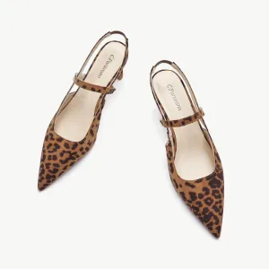 Pointed Toe Print Slingbacks (Helen) Leopard