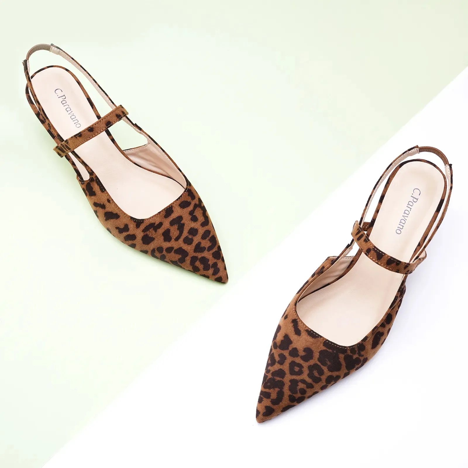 Pointed Toe Print Slingbacks (Helen) Leopard