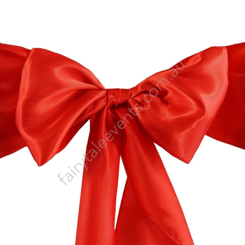 Red satin chair sash