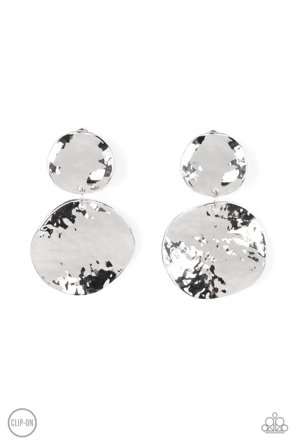 Rush Hour - Silver Clip-on Earrings - Paparazzi Accessories